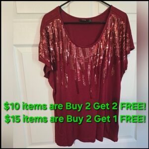 APT 9 SEQUIN CAP SLEEVE TOP